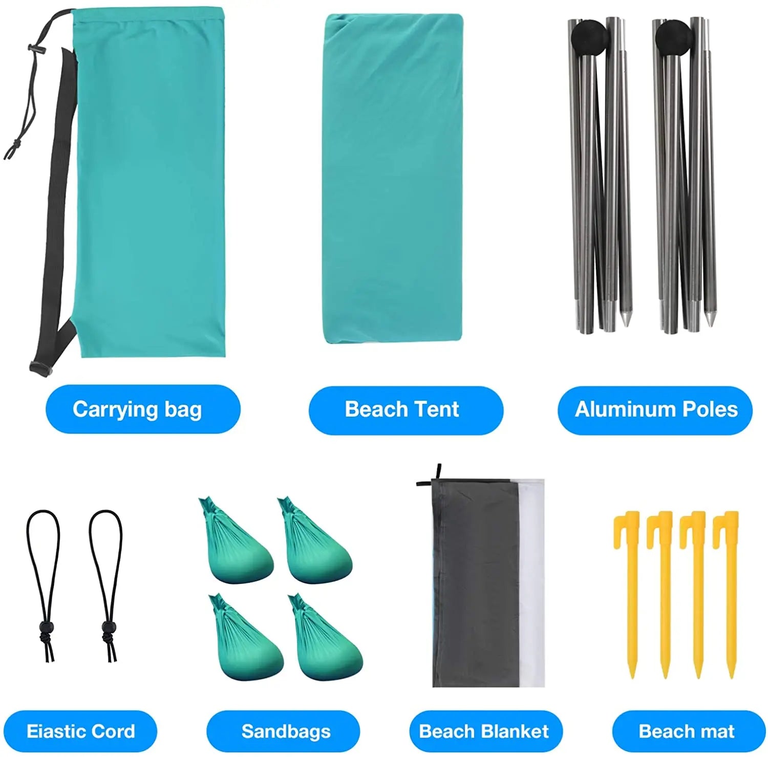 WOQI Pop up Beach Tent Sun Shelter with Beach Mat UPF50+ 2-4 Person Outdoor Canopy Sunshade for Camping Fishing Backyard