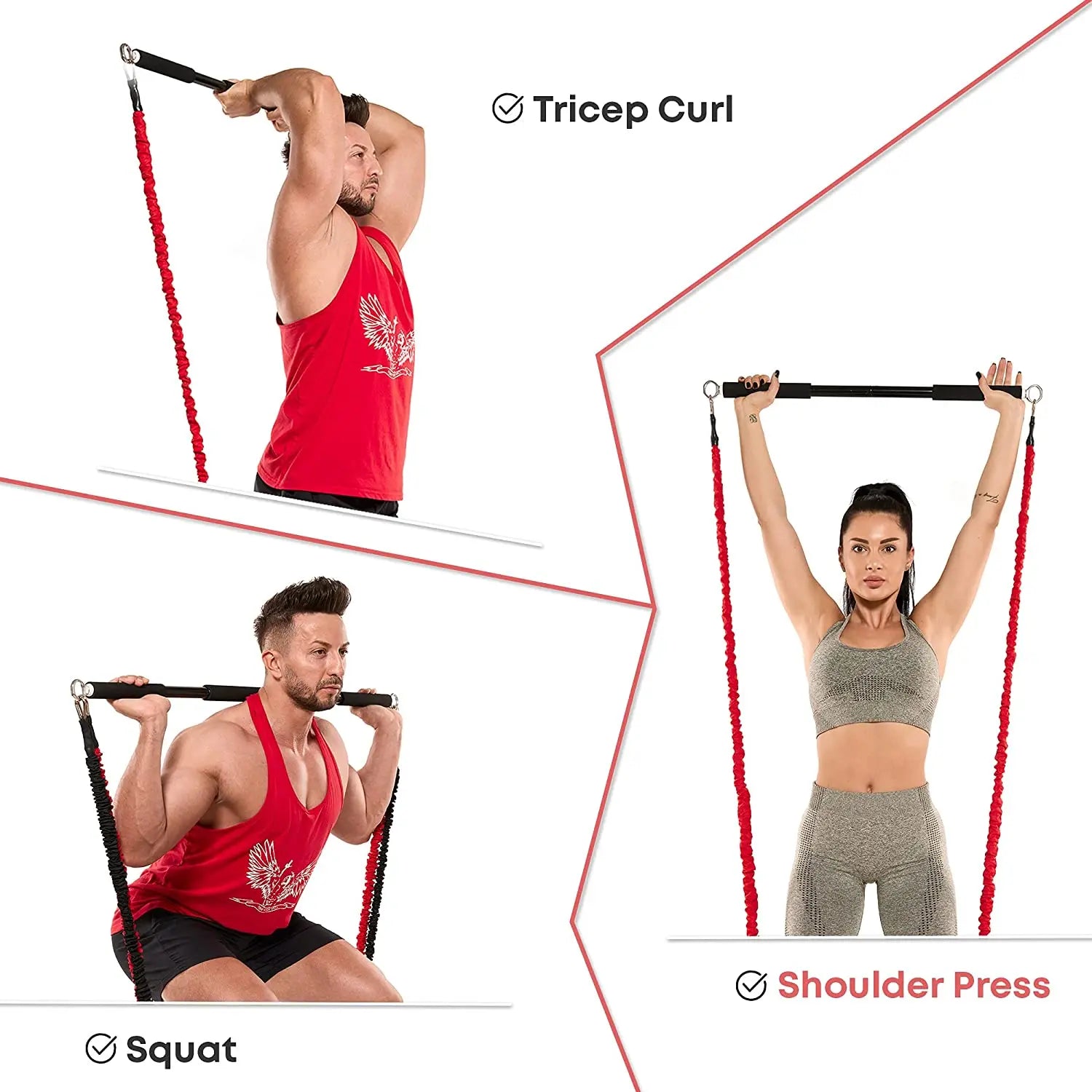 Barra de treino faixas de resistência de fitness conjunto pilates yoga puxar corda exercício treinamento expansor equipamentos ginásio para musculação em casa
