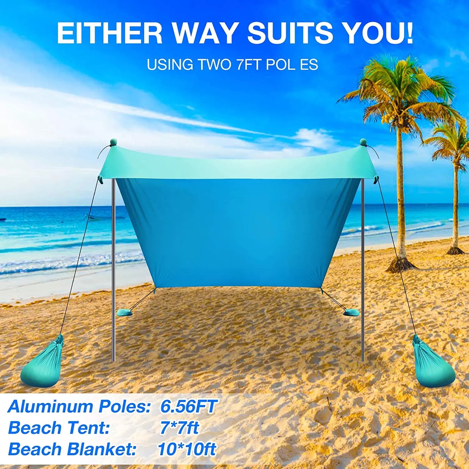 WOQI Pop up Beach Tent Sun Shelter with Beach Mat UPF50+ 2-4 Person Outdoor Canopy Sunshade for Camping Fishing Backyard