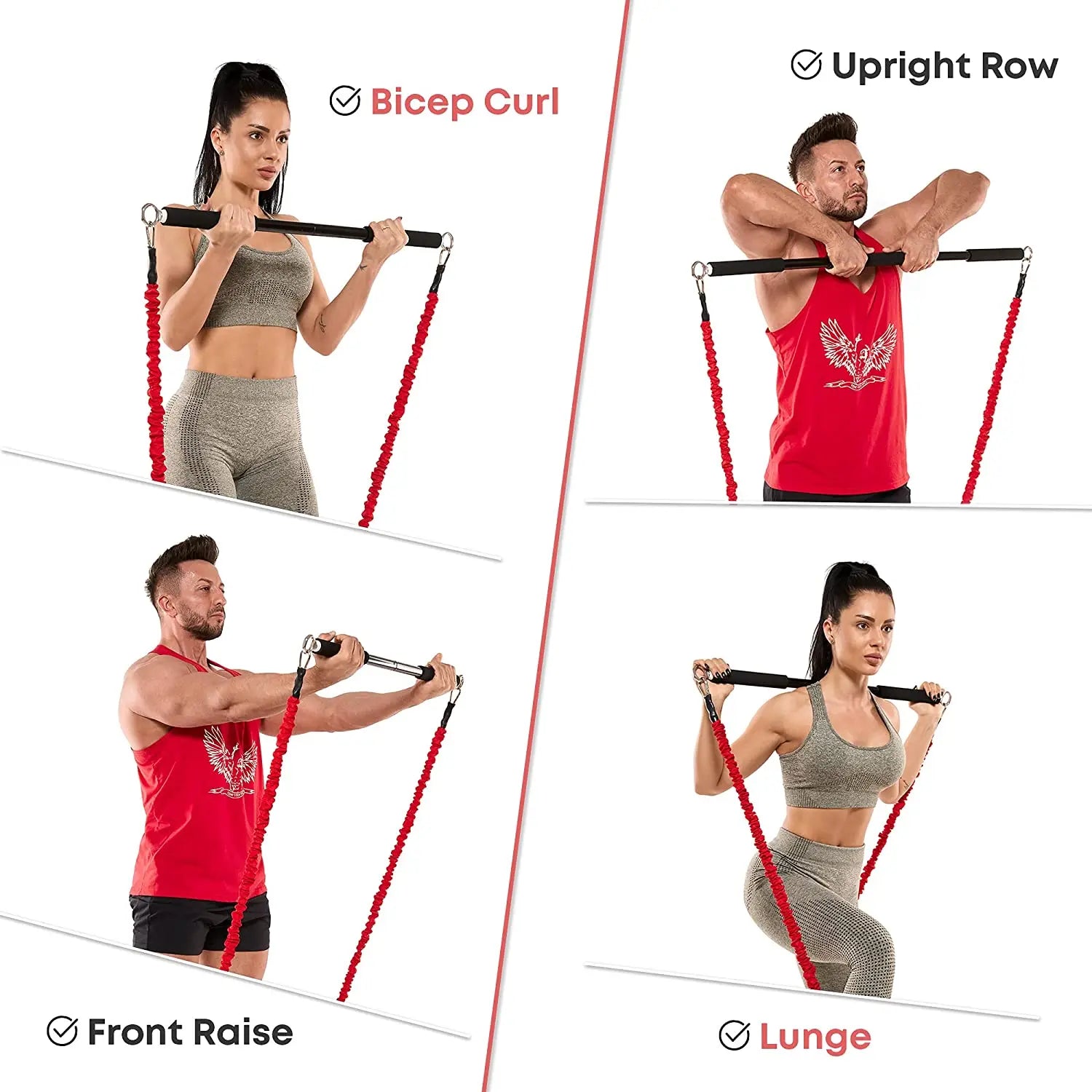 Barra de treino faixas de resistência de fitness conjunto pilates yoga puxar corda exercício treinamento expansor equipamentos ginásio para musculação em casa