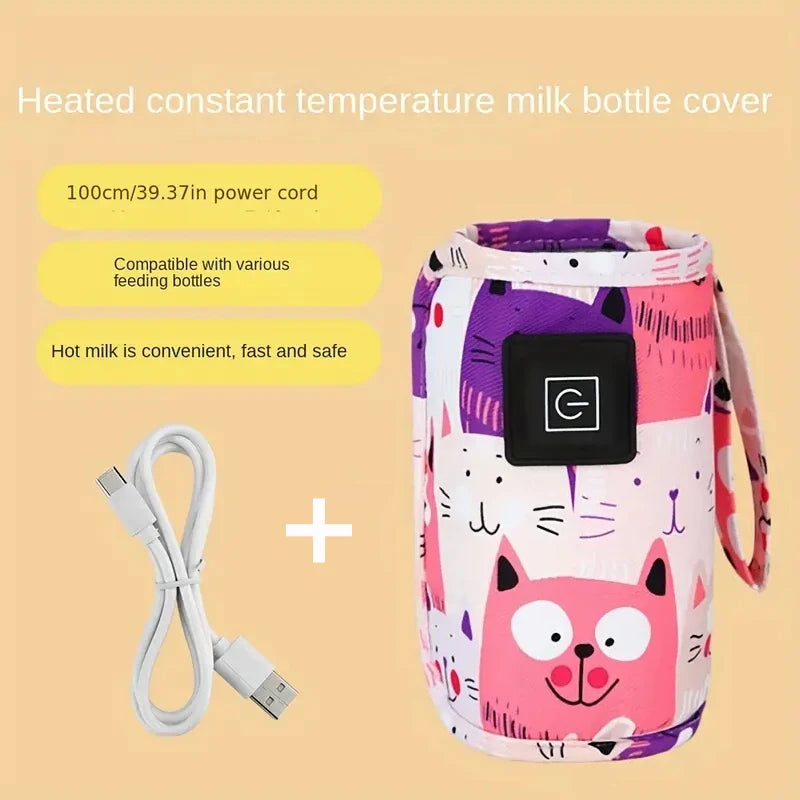 Aquecedor de água de leite USB, bolsa isolada para carrinho de viagem, aquecedor de mamadeira de enfermagem, aquecedor de alimentação de mamadeira portátil, Natal, Hallowee