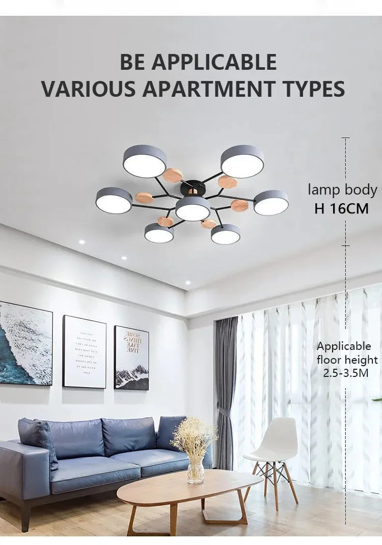 Lustre LED com 3 Cores Diferentes, Iluminação Interior, Adequado para Sala de Estar, Quarto, Hotel, Apartamento, Estudo, Decoração do Lar