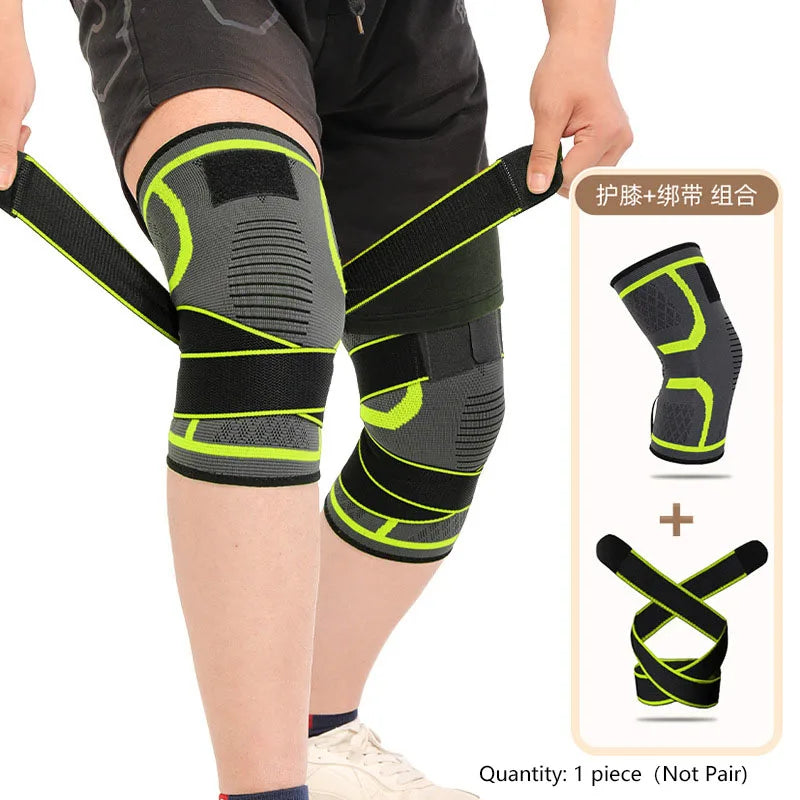 Joelheira de 1 peça, joelheira esportiva de nylon, corrida, fitness, levantamento de peso, ciclismo, basquete, ao ar livre, compressão de articulação do joelho