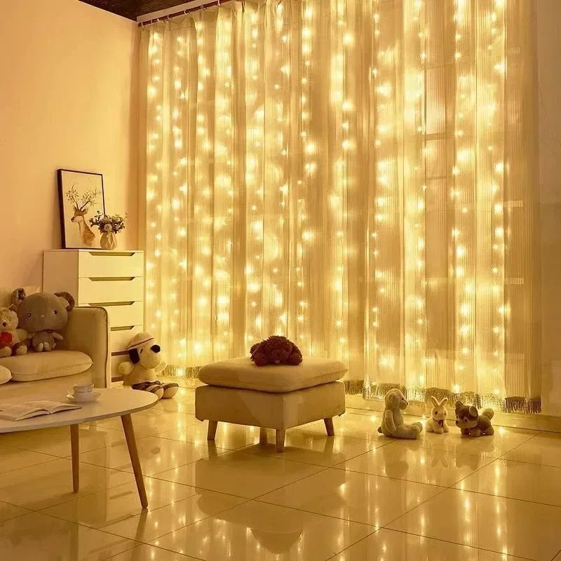 Feriado led cortina de luz corda usb alimentado 8 modos natal ano novo festa luzes casa casamento aniversário decoração do quarto estética