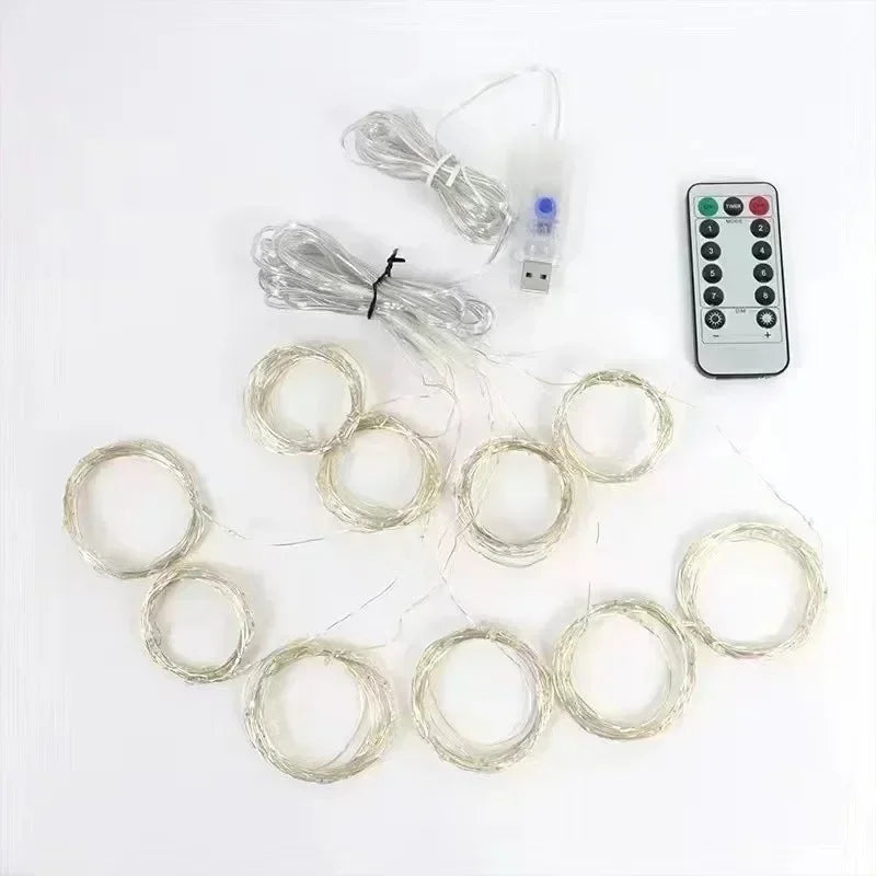 Feriado led cortina de luz corda usb alimentado 8 modos natal ano novo festa luzes casa casamento aniversário decoração do quarto estética