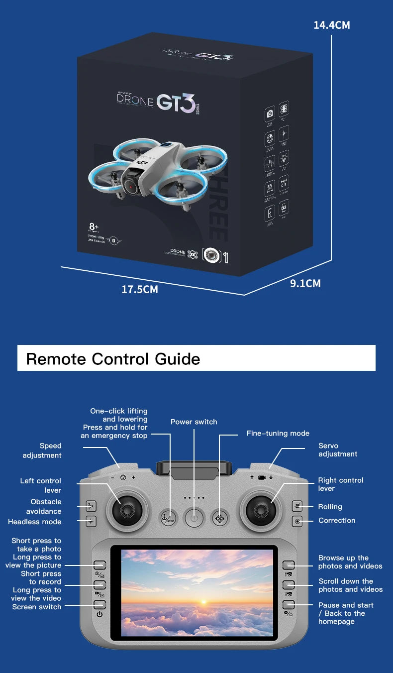 New GT3 8K HD Drone GPS Professional Cameras Aerial Avoiding Obstacle Remote Control Brushless With Touch Remotes RC 18000M 2025