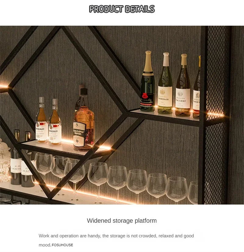Prateleiras de parede de metal com rack de vinho, suporte de armazenamento de garrafas de licor para cozinha, sala de jantar ou decoração de bar doméstico