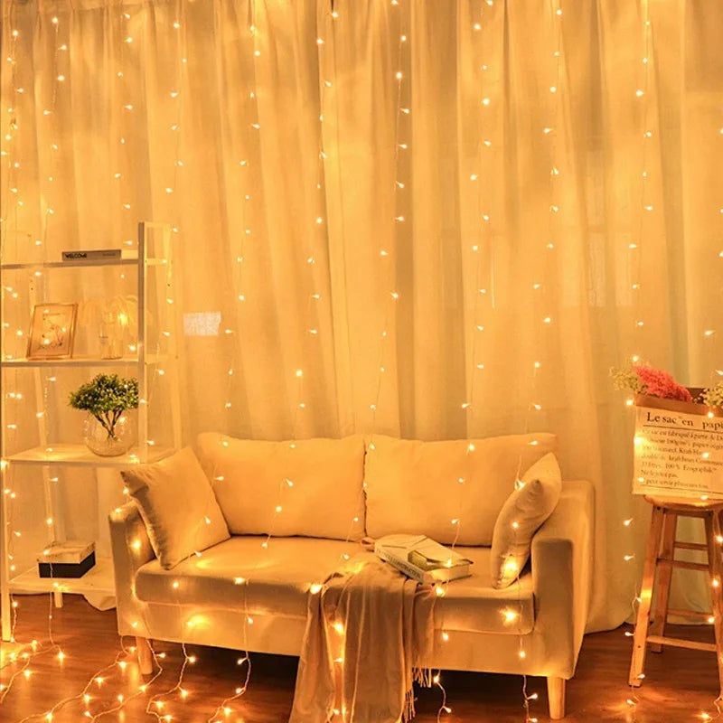 3/4/6m cortina led luzes da corda guirlanda usb festão controle remoto luzes da guirlanda de fadas decoração natal para o quarto casa