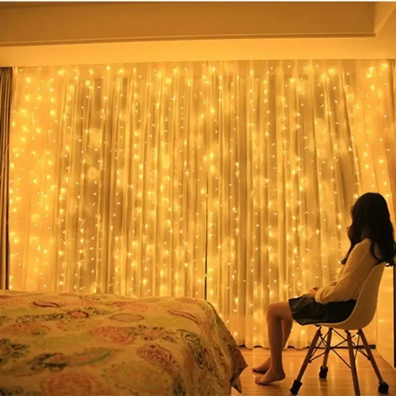 Feriado led cortina de luz corda usb alimentado 8 modos natal ano novo festa luzes casa casamento aniversário decoração do quarto estética