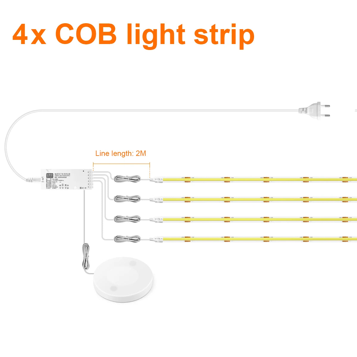 Placa acústica led decorativa cob tira de luz toque regulável parede fundo lâmpada mostrar prateleira sob o armário quarto luz da noite