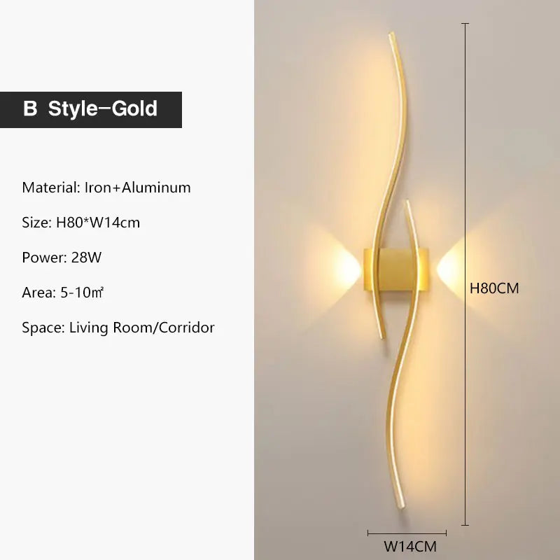 Luzes de parede LED internas para quarto, lâmpadas de parede LED para cima e baixo, luminárias para fundo do sofá, iluminação interior, preto