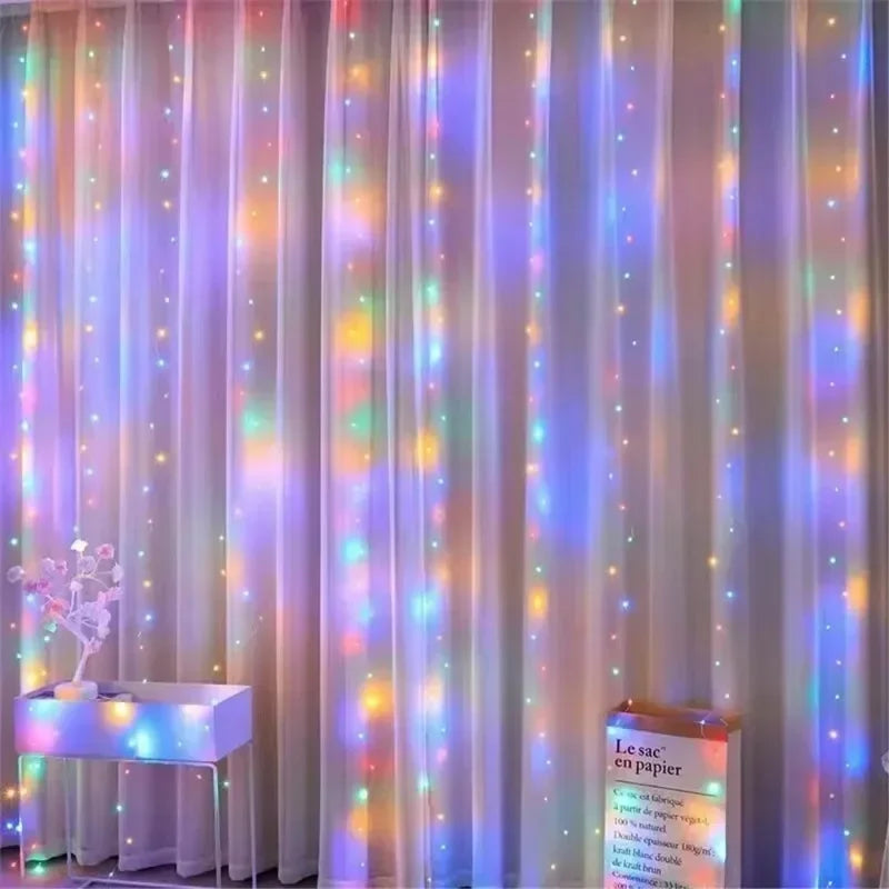 Feriado led cortina de luz corda usb alimentado 8 modos natal ano novo festa luzes casa casamento aniversário decoração do quarto estética