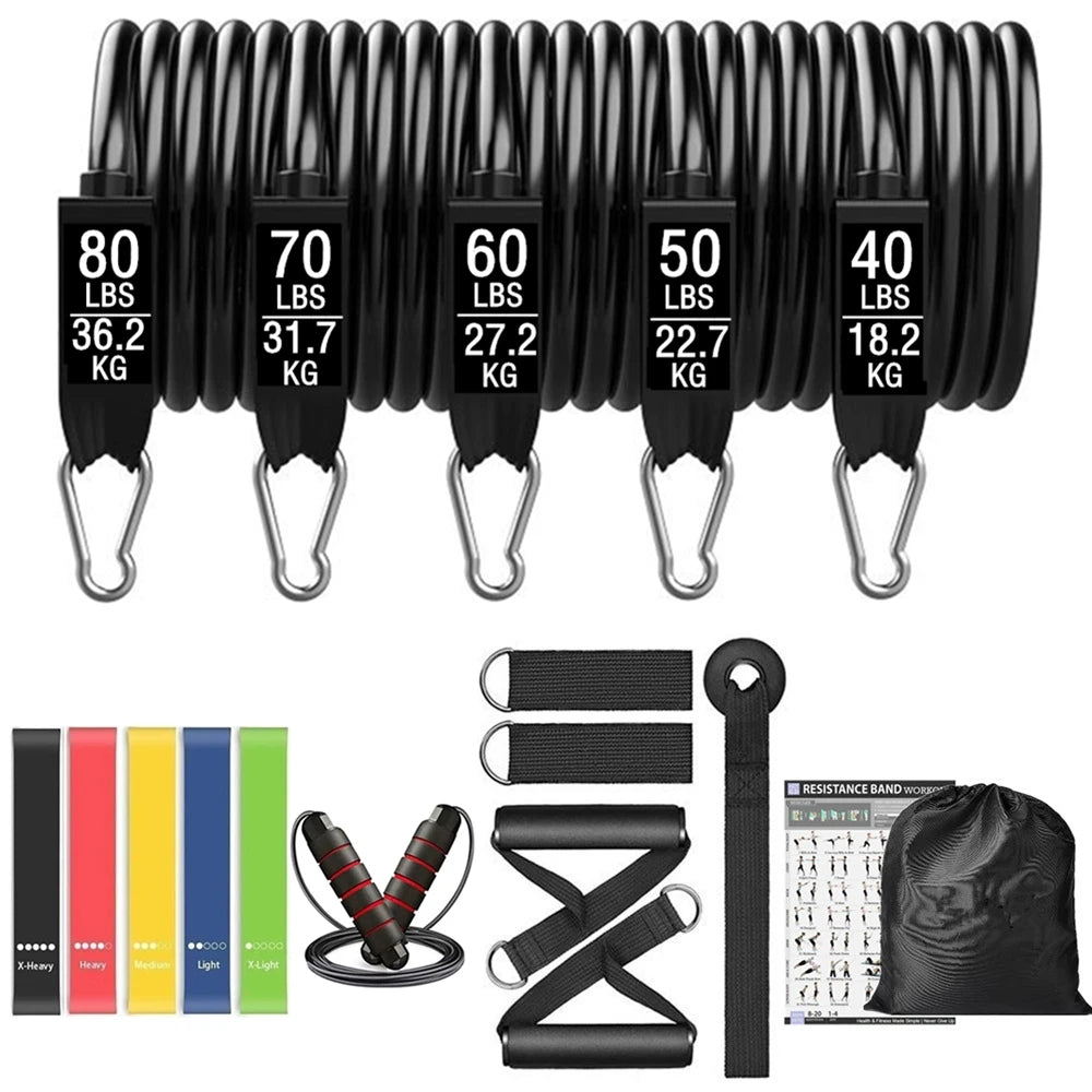 Barra de treino faixas de resistência de fitness conjunto pilates yoga puxar corda exercício treinamento expansor equipamentos ginásio para musculação em casa