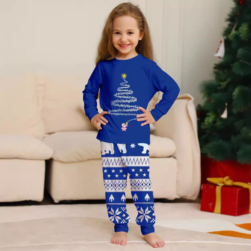 Conjunto de pijamas e calças de Natal, nova estampa, estrela, padrão completo, pai, mãe, filhos e cachorro, roupa doméstica, 2 peças, 2024