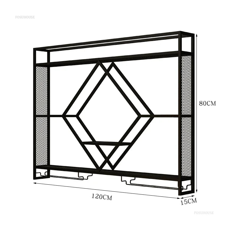 Prateleiras de parede de metal com rack de vinho, suporte de armazenamento de garrafas de licor para cozinha, sala de jantar ou decoração de bar doméstico