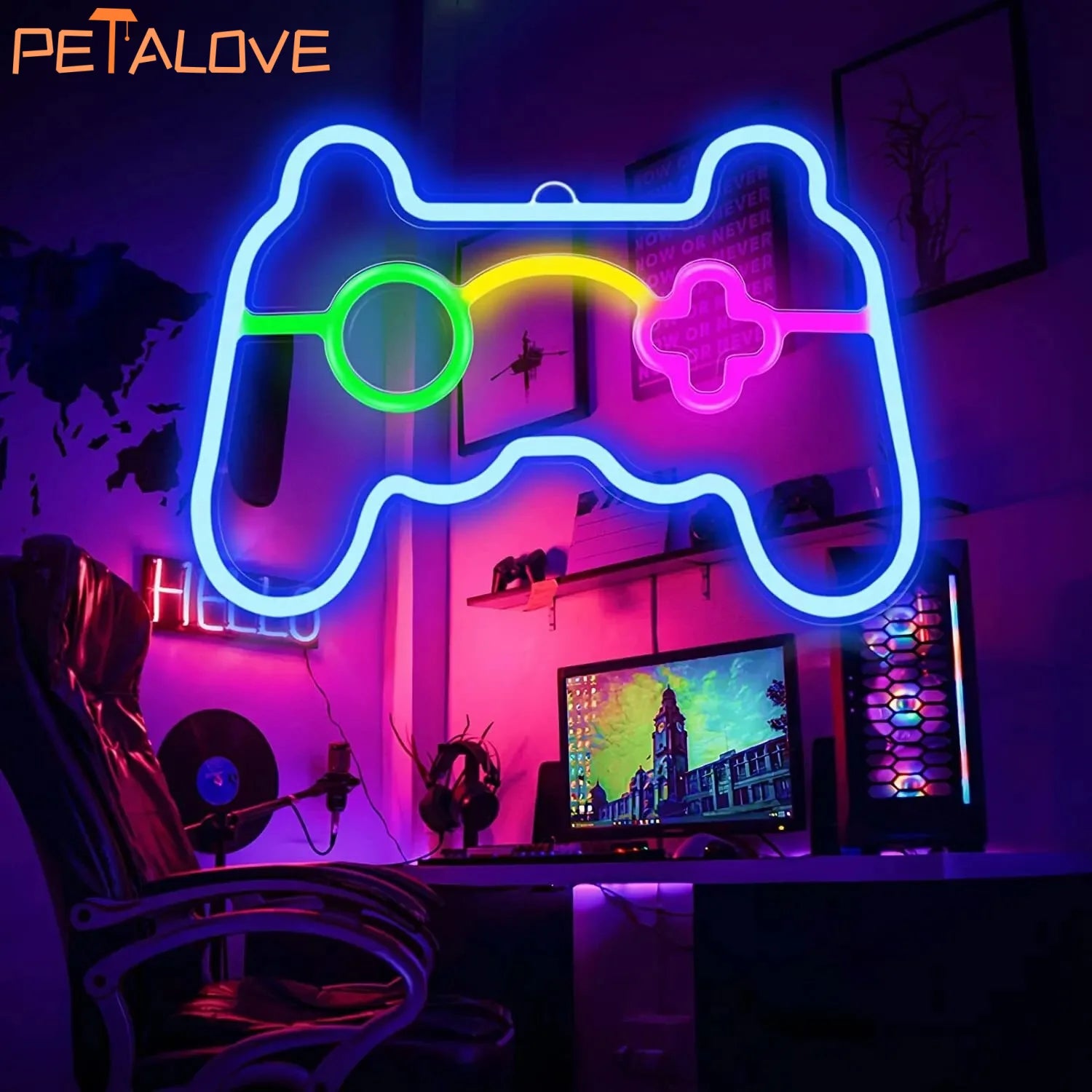 Gamepad sinal de néon para gamer sala parede decoração para casa azul led night light playstation bar jogo hall lâmpada presentes legais