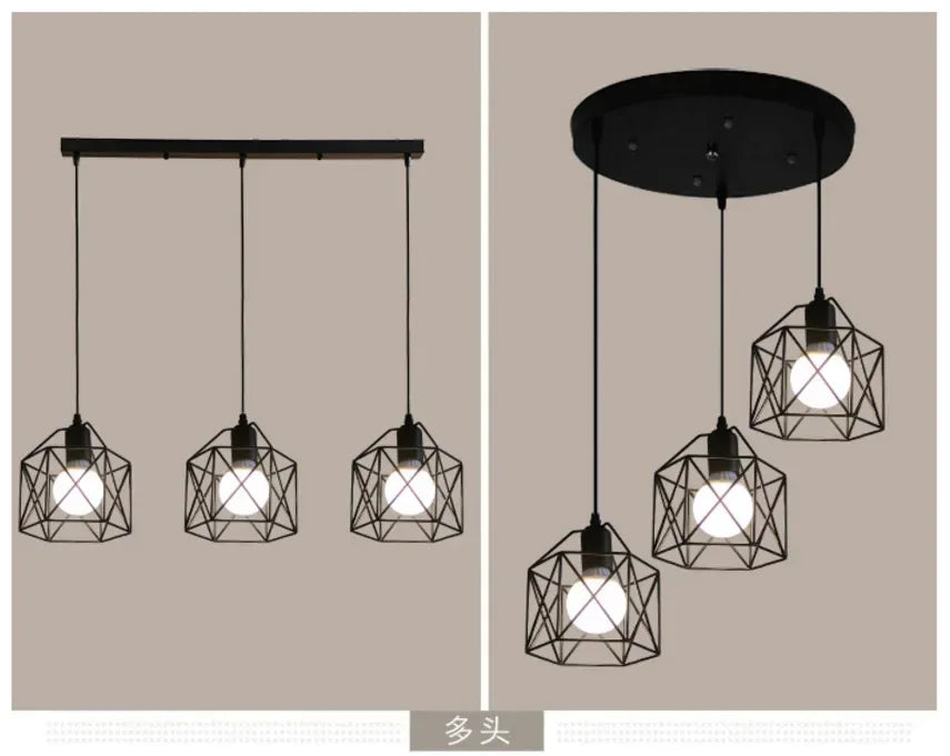 Lâmpada de teto industrial vintage preta de 3 luzes – luminária pendente semi-embutida ajustável para sala de jantar/sala de estar