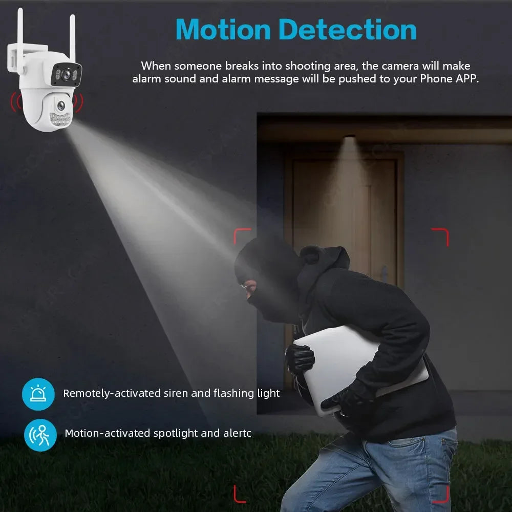Tela dupla 10mp 5k wifi câmera ptz ai detecção humana rastreamento automático ao ar livre onvif cctv câmera de vigilância de segurança hieasy app