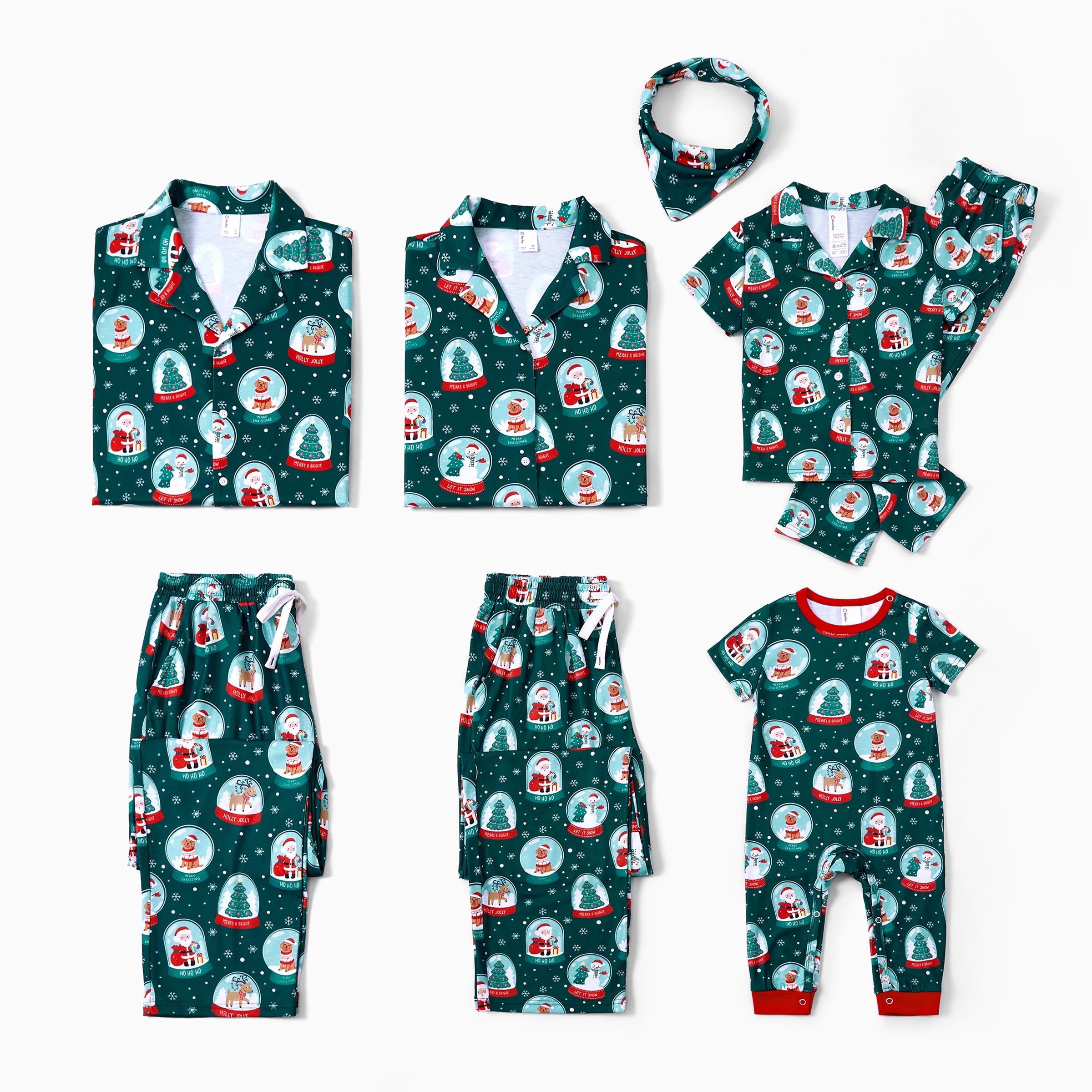 Conjunto de pijamas familiares combinando de Natal PatPat Papai Noel com estampa temática de Natal PJS