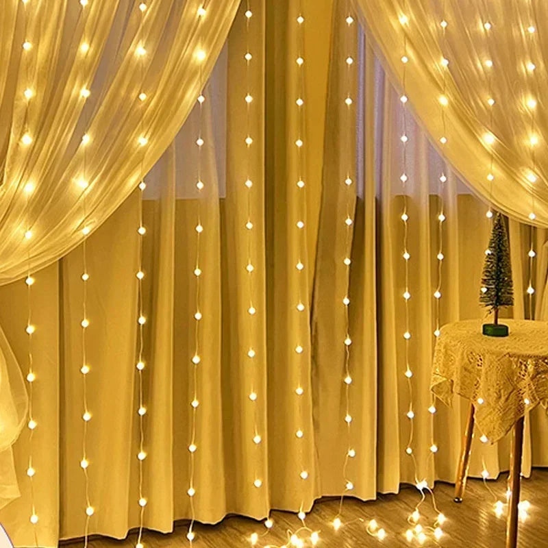 Feriado led cortina de luz corda usb alimentado 8 modos natal ano novo festa luzes casa casamento aniversário decoração do quarto estética