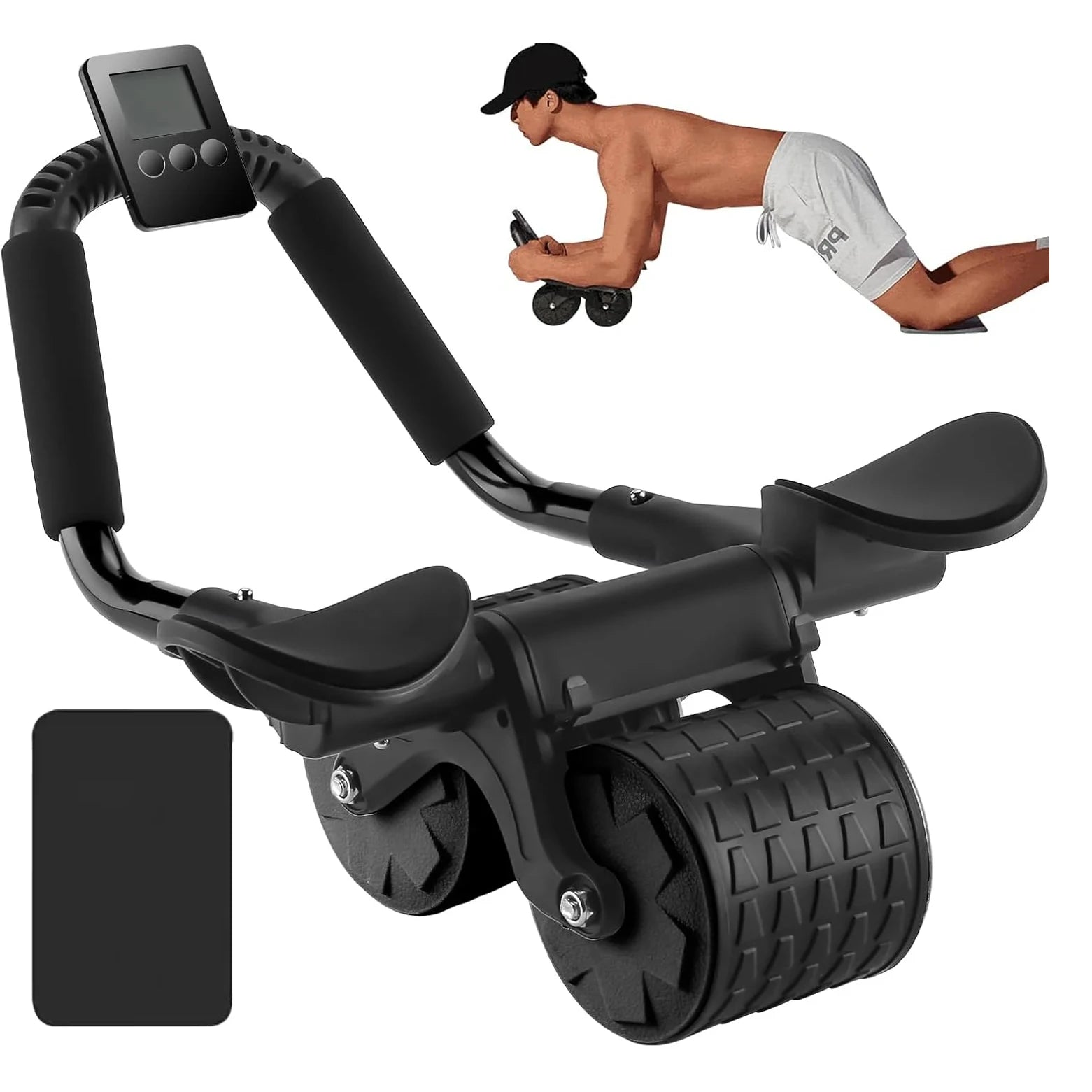 Suporte de cotovelo rebote automático roda abdominal núcleo muscular ab trainer com contador exibição fitness exercício rolo roda