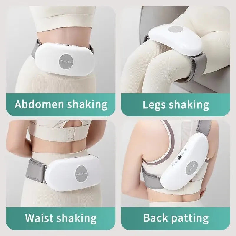 Massageador elétrico de agitação de barriga, portátil, sem fio, cinto de massagem abdominal, com vibração, vários modos, queimador de gordura aquecido