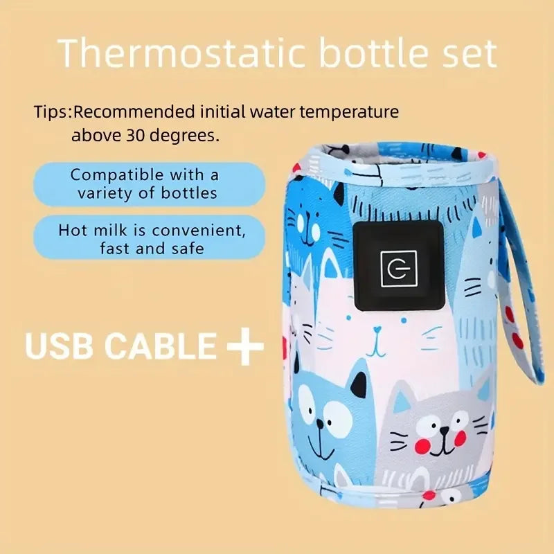 Aquecedor de água de leite USB, bolsa isolada para carrinho de viagem, aquecedor de mamadeira de enfermagem, aquecedor de alimentação de mamadeira portátil, Natal, Hallowee