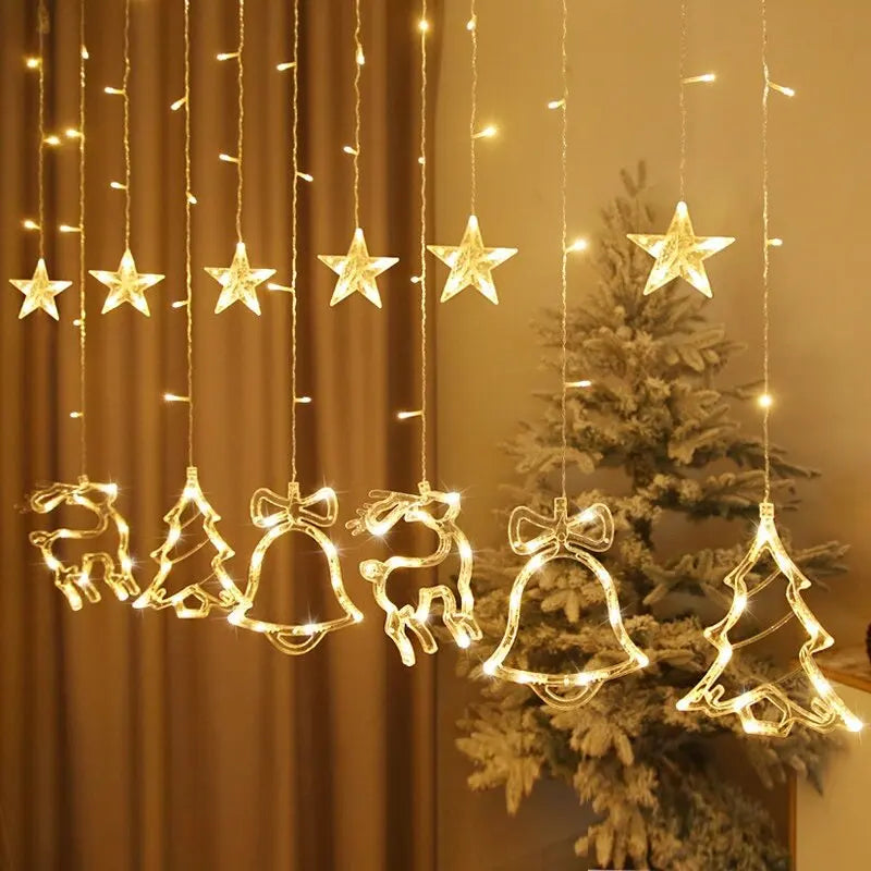 Led guirlanda de natal luzes da corda cortina de fadas luz para casa festa de ano novo casamento decoração do feriado