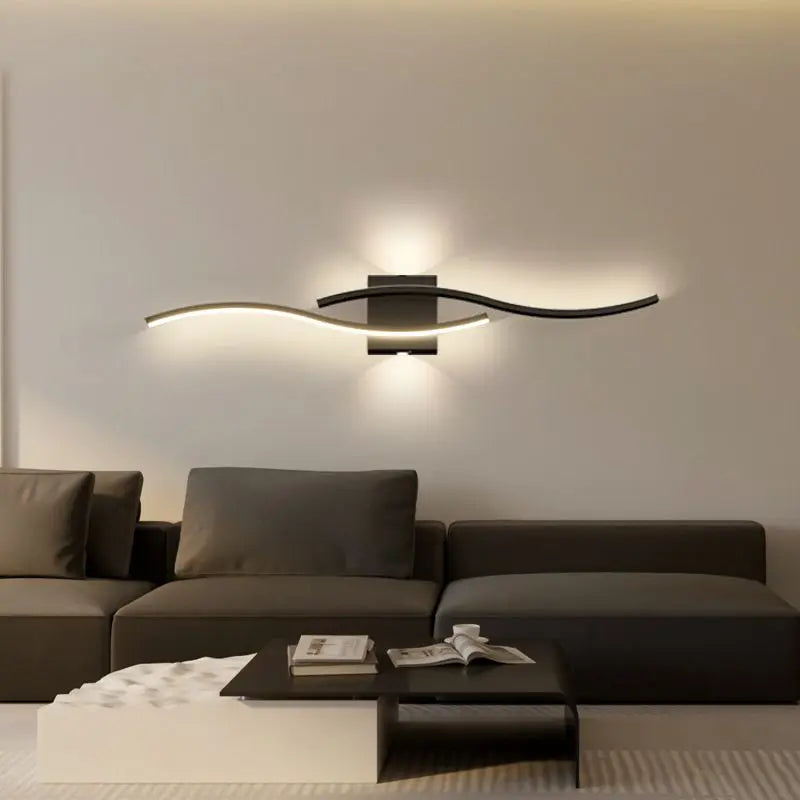 Luzes de parede LED internas para quarto, lâmpadas de parede LED para cima e baixo, luminárias para fundo do sofá, iluminação interior, preto