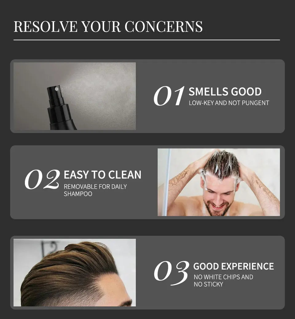 3 pçs conjunto de fibras de cabelo queratina construção do cabelo estilo em pó perda de cabelo instantâneo recrescimento espessamento pós linha fina barba enchimento