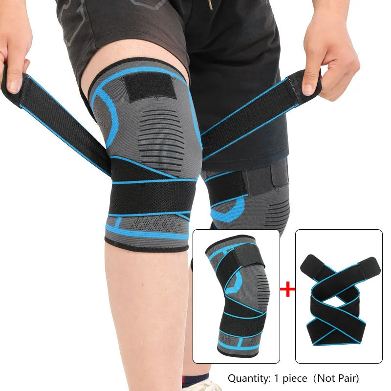 Joelheira de 1 peça, joelheira esportiva de nylon, corrida, fitness, levantamento de peso, ciclismo, basquete, ao ar livre, compressão de articulação do joelho