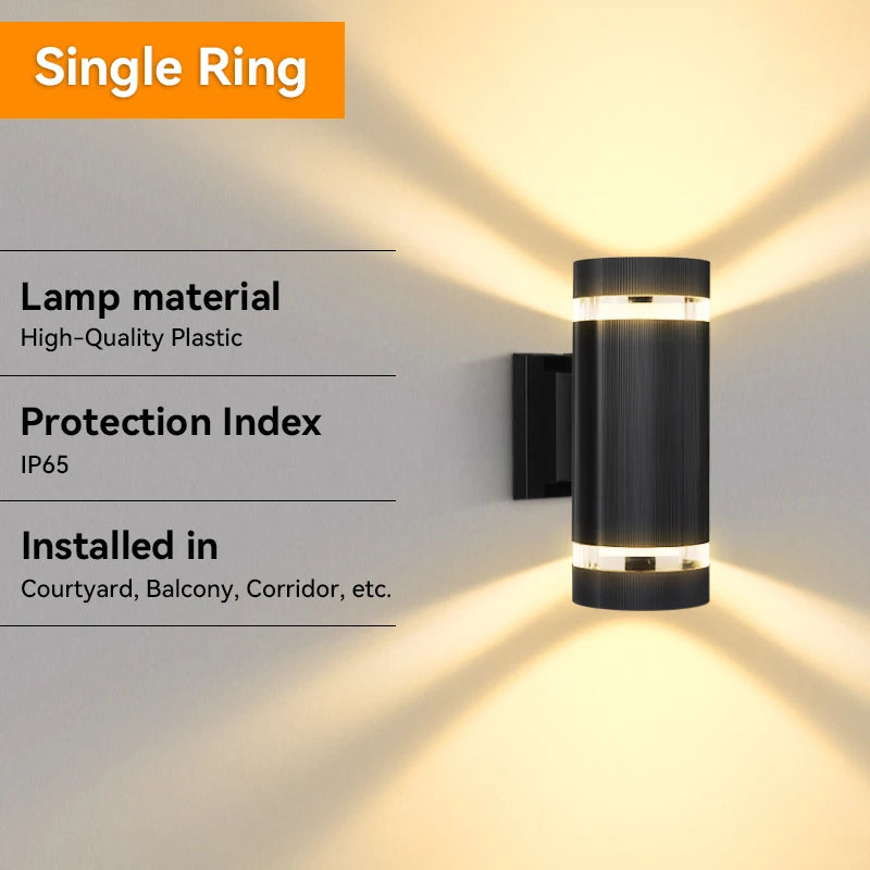 Led luzes de parede ao ar livre e27 para cima para baixo arandela exterior ip65 à prova dip65 água led arandela lâmpada para varanda porta da frente jardim lâmpada parede