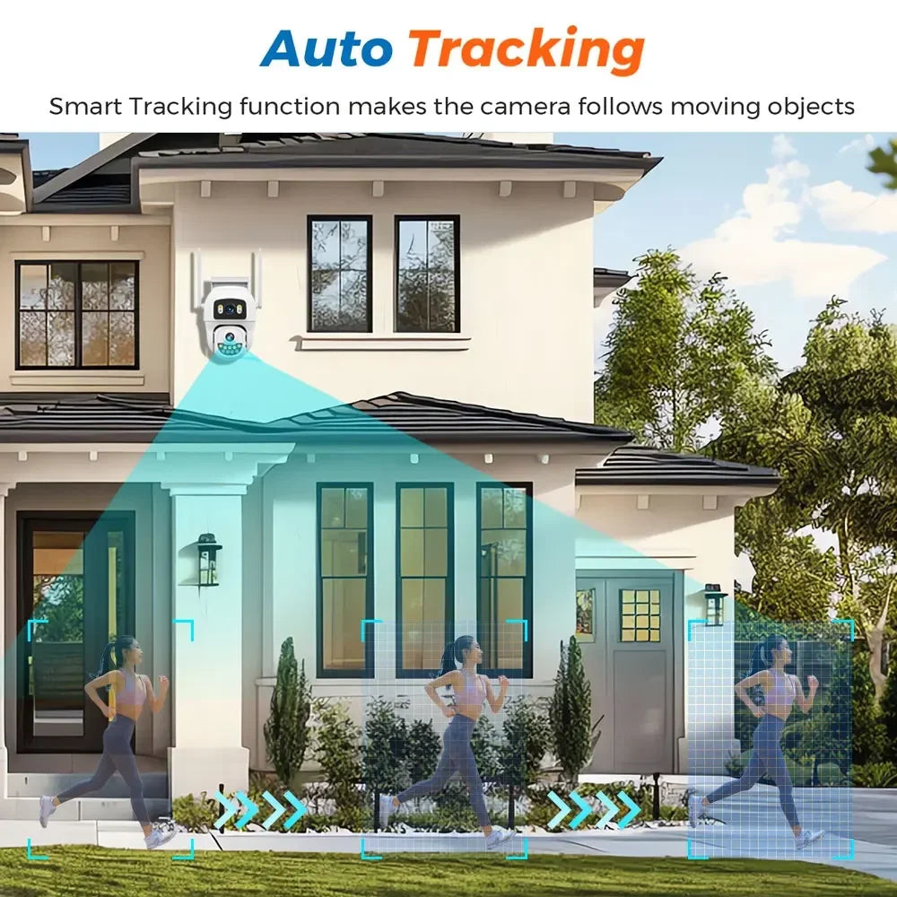 Tela dupla 10mp 5k wifi câmera ptz ai detecção humana rastreamento automático ao ar livre onvif cctv câmera de vigilância de segurança hieasy app
