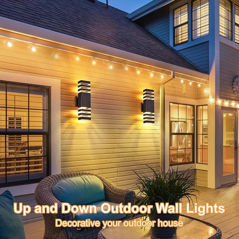 Led luzes de parede ao ar livre e27 para cima para baixo arandela exterior ip65 à prova dip65 água led arandela lâmpada para varanda porta da frente jardim lâmpada parede