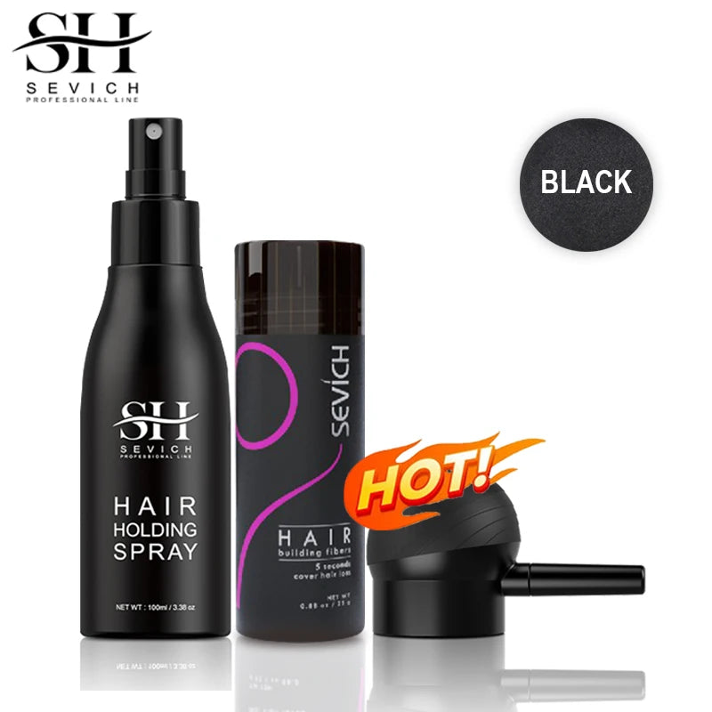 3 pçs conjunto de fibras de cabelo queratina construção do cabelo estilo em pó perda de cabelo instantâneo recrescimento espessamento pós linha fina barba enchimento