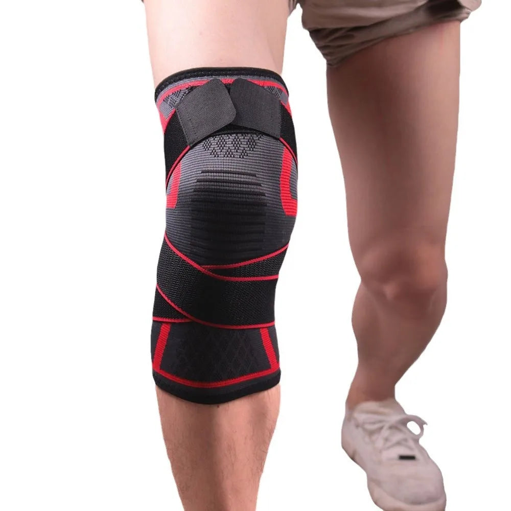 Joelheira de 1 peça, joelheira esportiva de nylon, corrida, fitness, levantamento de peso, ciclismo, basquete, ao ar livre, compressão de articulação do joelho