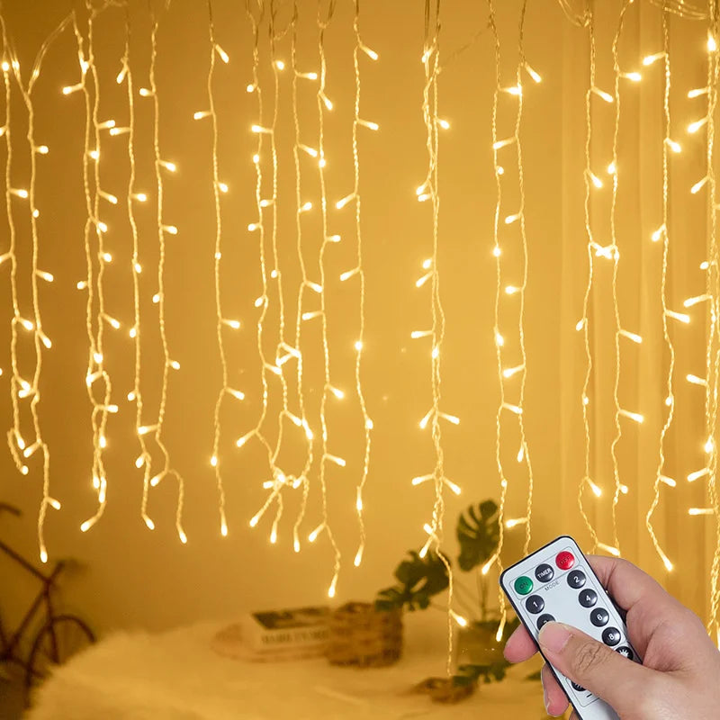 8 modos usb vara de gelo luz corda natal led luz guirlanda interior festa em casa jardim ano novo quarto cortina decoração