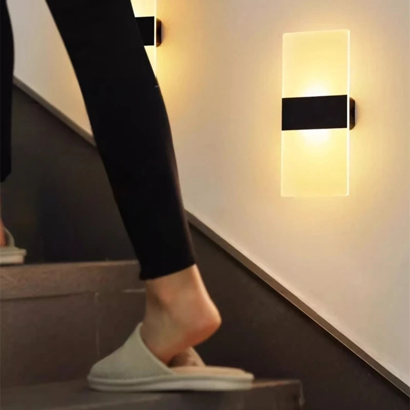 Interruptor do sensor de toque conduziu a lâmpada parede usb recarregável sem fio acrílico escada luz da noite quarto corredor cozinha arandela iluminação