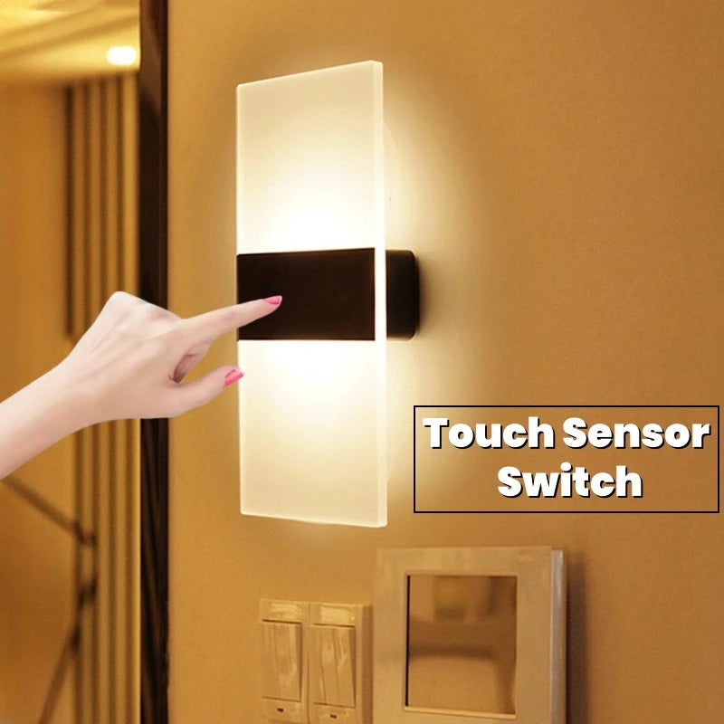 Interruptor do sensor de toque conduziu a lâmpada parede usb recarregável sem fio acrílico escada luz da noite quarto corredor cozinha arandela iluminação