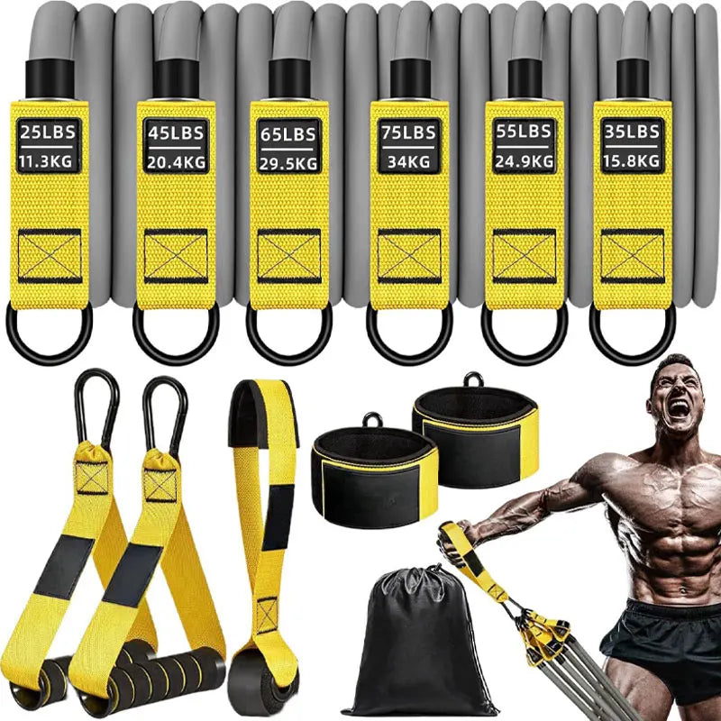 Correia de resistência com alça: usada para treinamento muscular, construção de força, modelagem corporal, ioga, equipamentos de ginástica em casa - natural