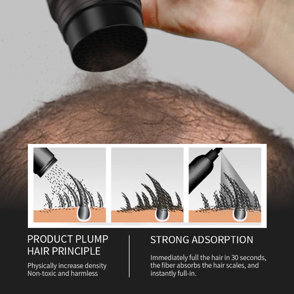 3 pçs conjunto de fibras de cabelo queratina construção do cabelo estilo em pó perda de cabelo instantâneo recrescimento espessamento pós linha fina barba enchimento