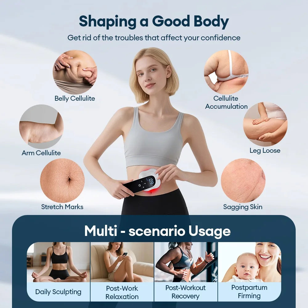 Dispositivo elétrico de massagem abdominal, ems, rosto, corpo, emagrecimento, massageador, barriga, cintura, braço, perna, bunda, sem fio, máquina de escultura corporal
