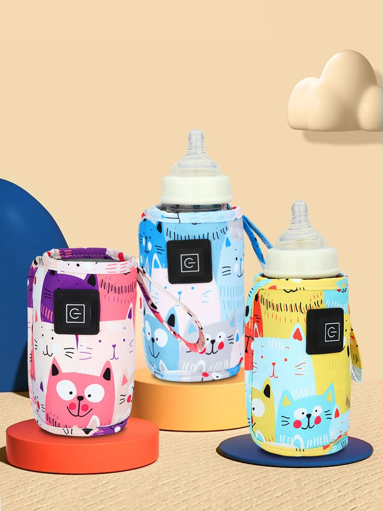 Aquecedor de água de leite USB, bolsa isolada para carrinho de viagem, aquecedor de mamadeira de enfermagem, aquecedor de alimentação de mamadeira portátil, Natal, Hallowee