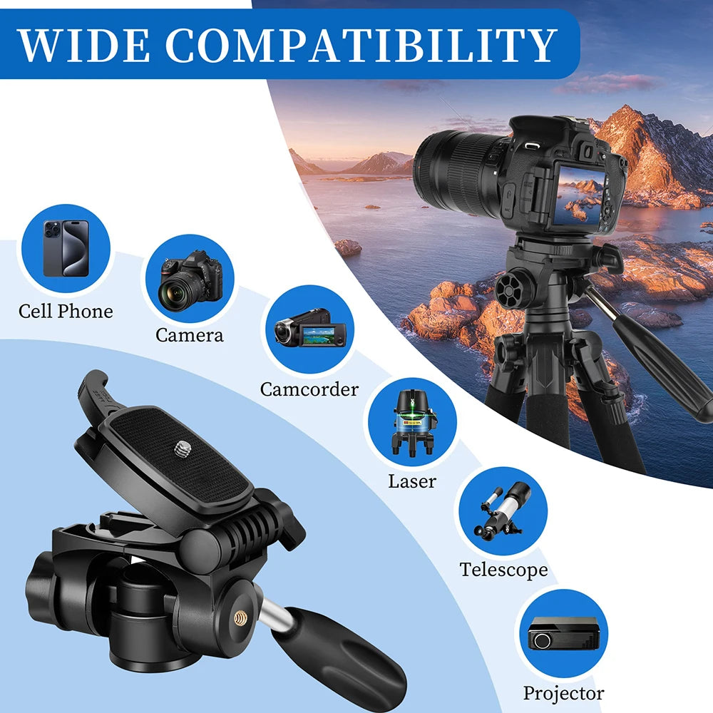 Zomei Q188 188cm Acessórios de fotografia profissional câmera de vídeo tripé DSLR para telefone com suporte para telefone