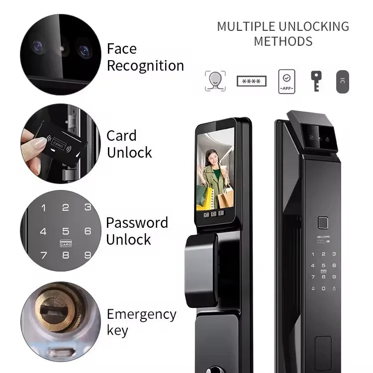 Fechadura inteligente com impressão digital, fechadura para porta de entrada sem chave, fechadura inteligente para porta frontal com código - fechadura inteligente com controle por aplicativo