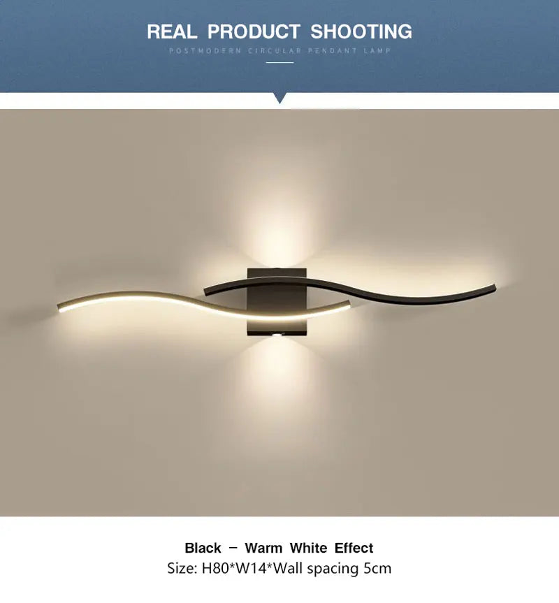 Luzes de parede LED internas para quarto, lâmpadas de parede LED para cima e baixo, luminárias para fundo do sofá, iluminação interior, preto