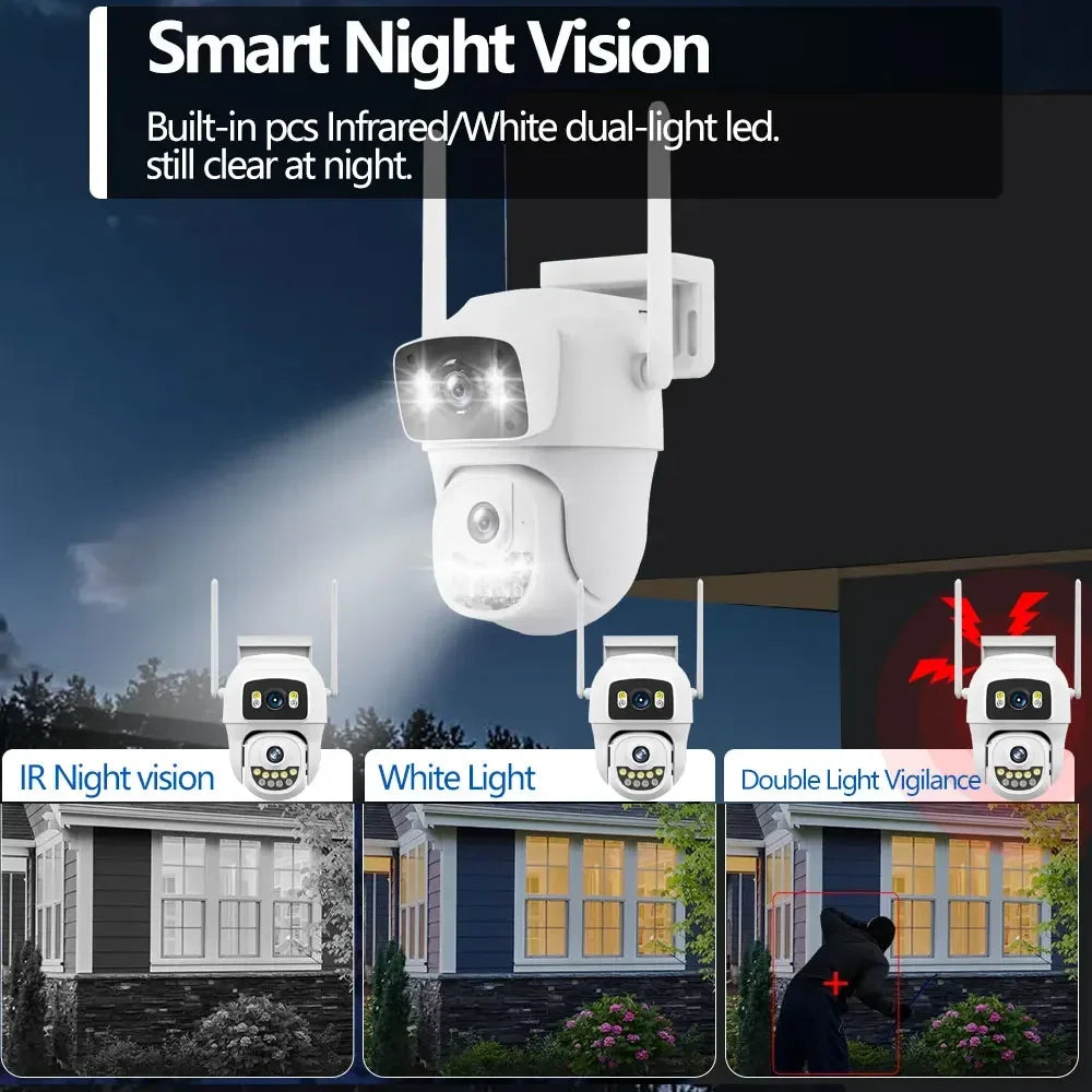 Tela dupla 10mp 5k wifi câmera ptz ai detecção humana rastreamento automático ao ar livre onvif cctv câmera de vigilância de segurança hieasy app