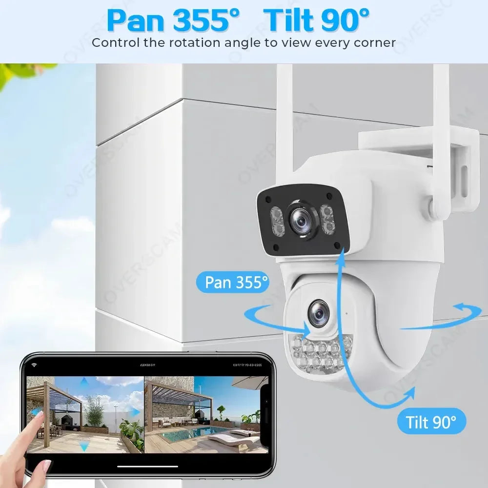 Tela dupla 10mp 5k wifi câmera ptz ai detecção humana rastreamento automático ao ar livre onvif cctv câmera de vigilância de segurança hieasy app