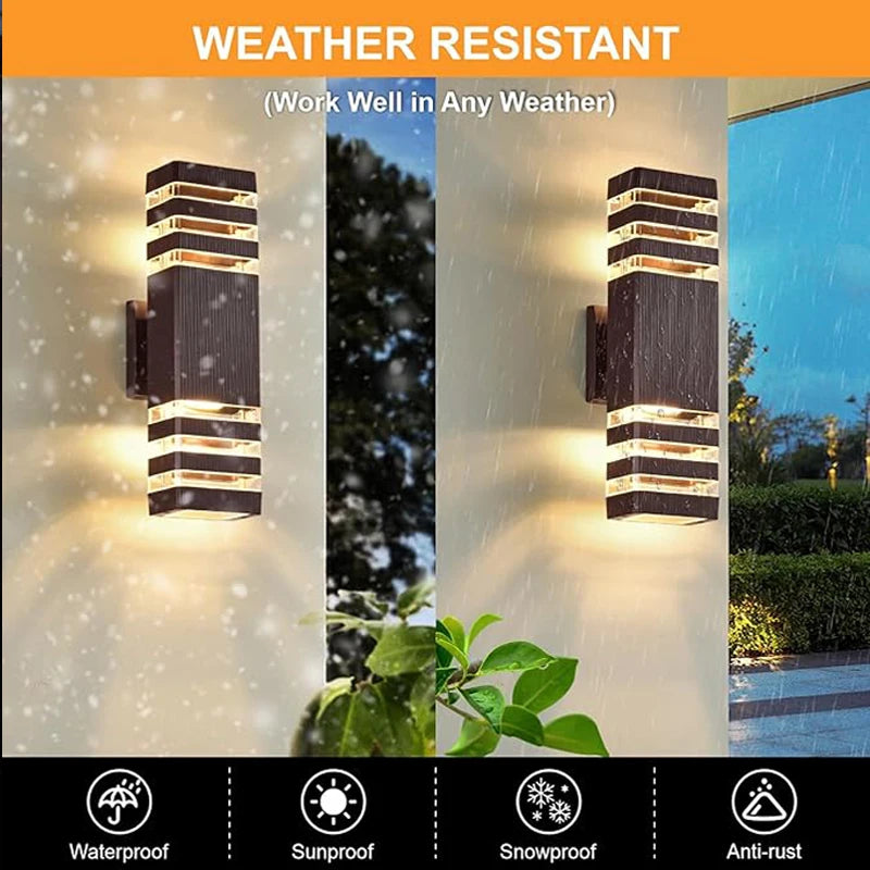 Led luzes de parede ao ar livre e27 para cima para baixo arandela exterior ip65 à prova dip65 água led arandela lâmpada para varanda porta da frente jardim lâmpada parede