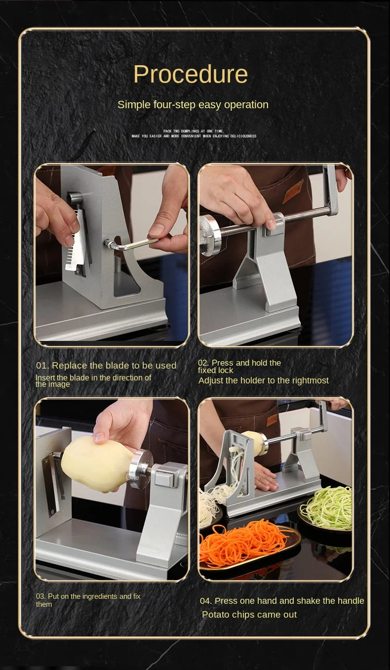 Multifuncional Rotating Shredded Batatas Ralador, Mão-Cranking Slicer, Fatiador Comercial, Mil Fio Nabo, Faixa Fatia